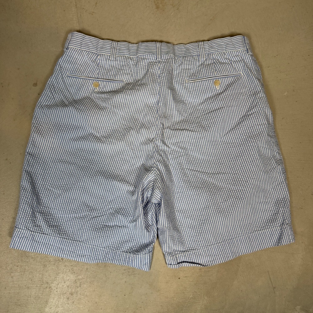 Polo Golf Ralph Lauren Blue White Striped Seersucker Shorts Mens 36 - Picture 6 of 7